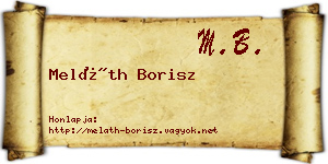 Meláth Borisz névjegykártya